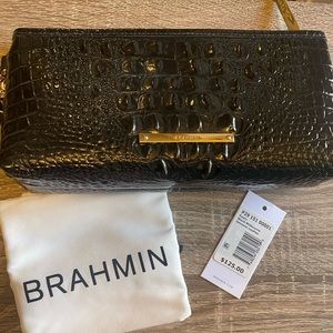 Brahmin Kayla Melbourne Crocodile Embossed Wristlet Black NWT